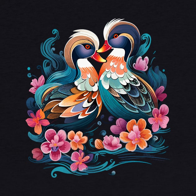 Mandarin Duck Couple Valentine by JH Mart